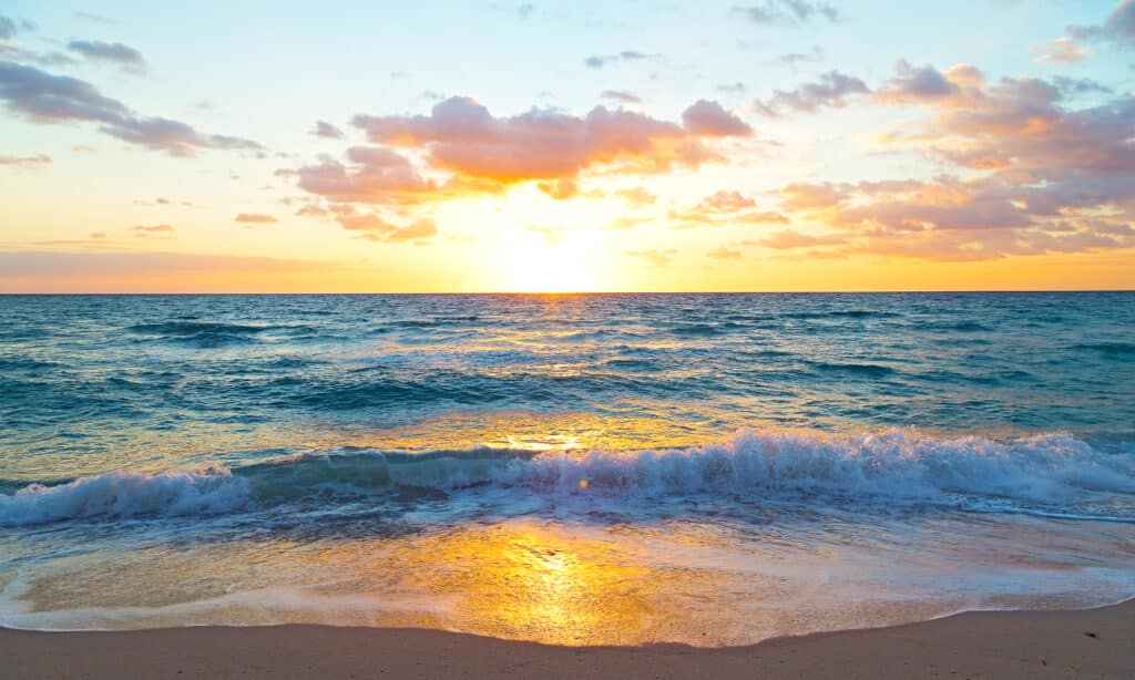 Spring sunrise at the empty beach.