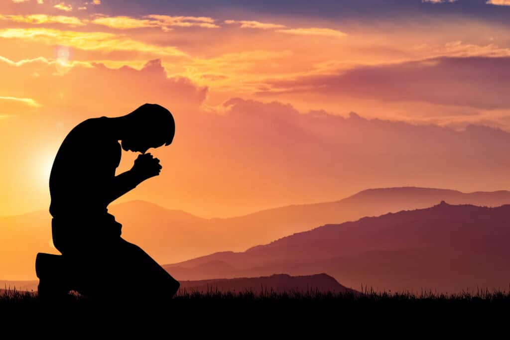 Silhouette of Christian Praying